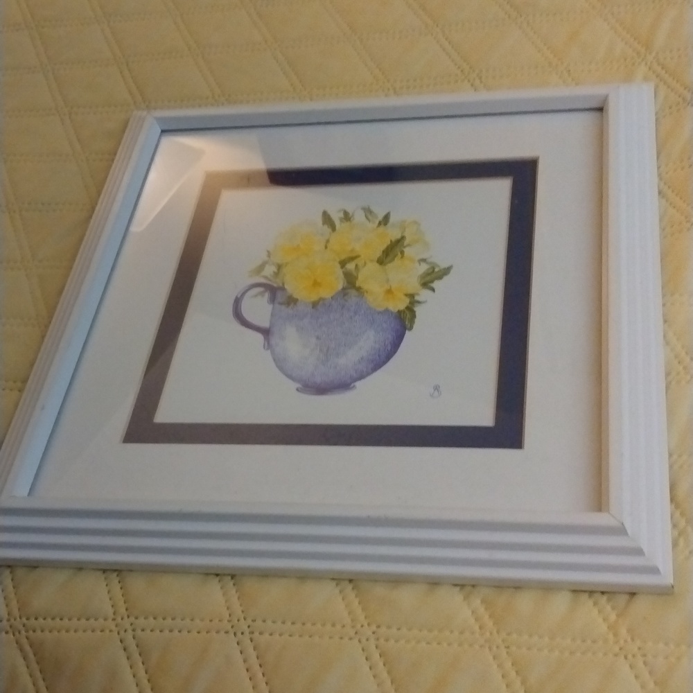 Picture:  Blue Teapot with yellow flowers